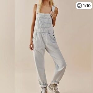 We The Free Ziggy Overalls in Bleach Blue Denim